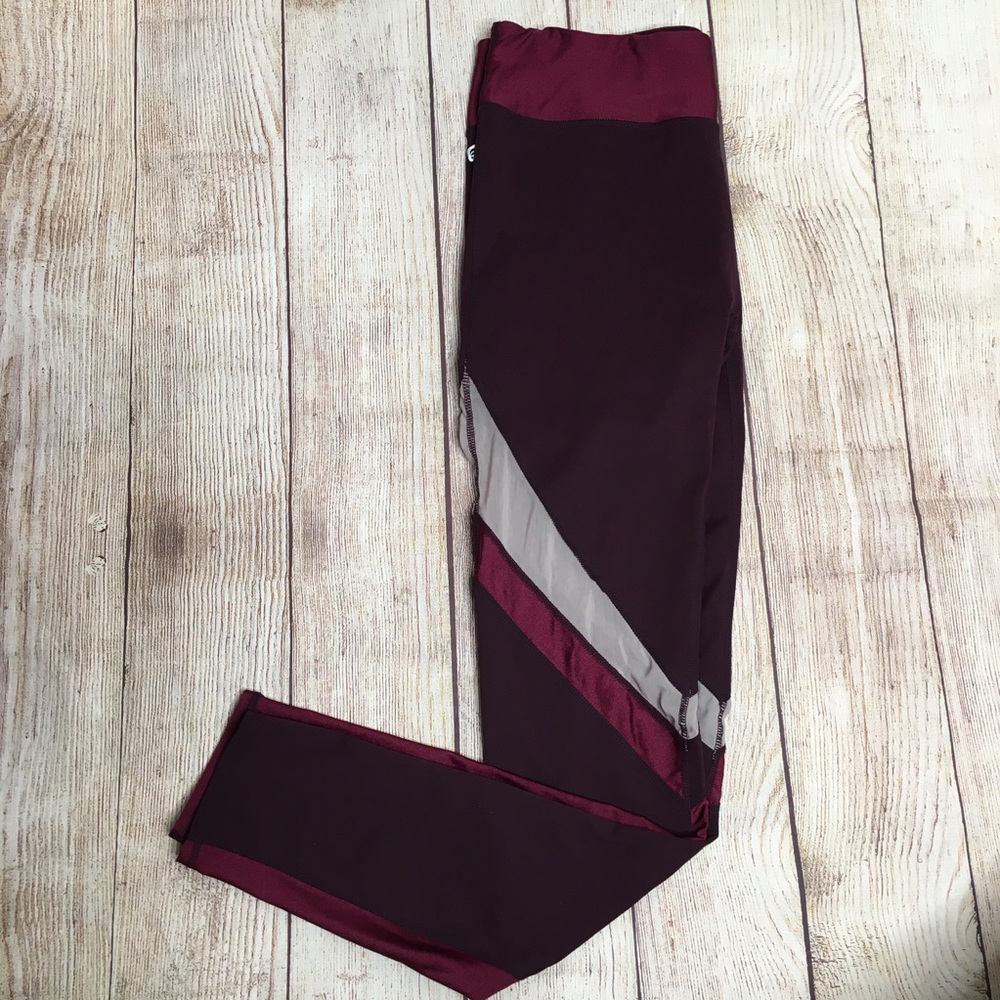 Fabletics Burgundy Mesh Insert Leggings